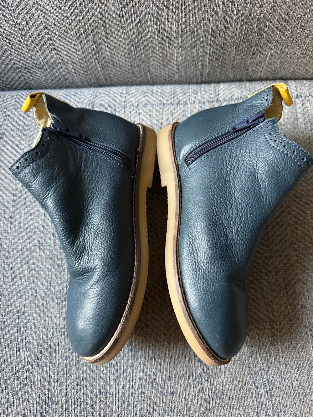 Mini Boden Leather Chelsea Boots, College Navy Rainbow Size: 32